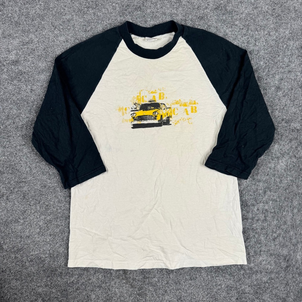 Anvil Baseball Tee Mens Size S White Black Raglan UTEP CAB Graphic Stained Fair